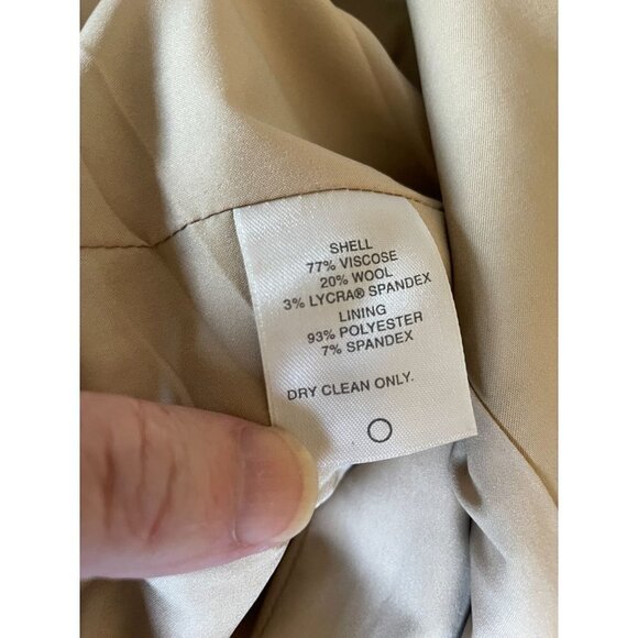Entier Classiques Blazer Jacket Sz 16 Tan Lined One Button Decorative Stitching - Picture 7 of 10